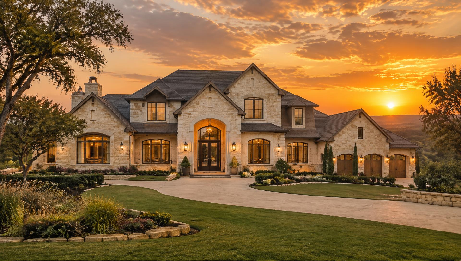 Contemporary Texas luxury home surrounded by natural landscaping